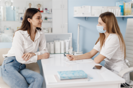 Patient consultation with surgeon